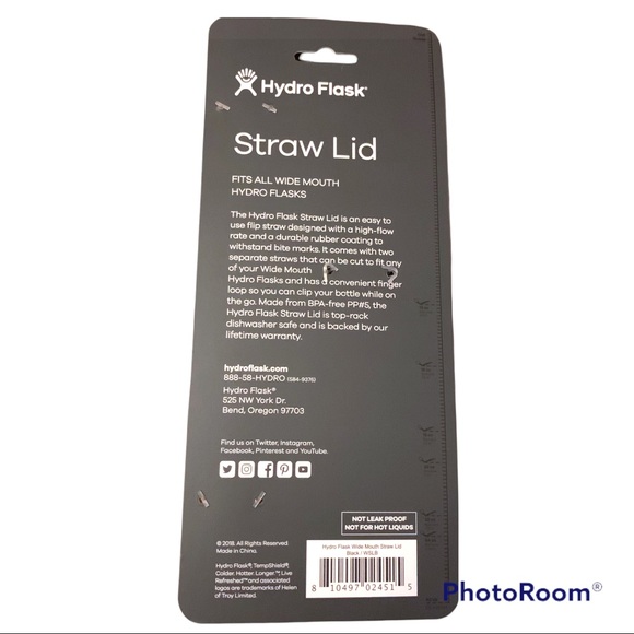 Hydro Flask Wide Mouth Straw Lid and Two Straws - Picture 3 of 6